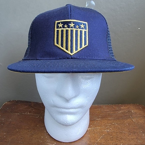 EUC Plate Crate Shield Base Hat Cap Blue Mesh Snapback Cap Adult OSFM Baseball - Picture 1 of 8
